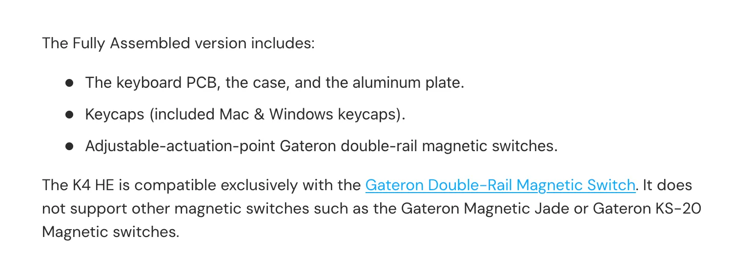 Kun Gateron Double Rail Magnetic-brytere støttes