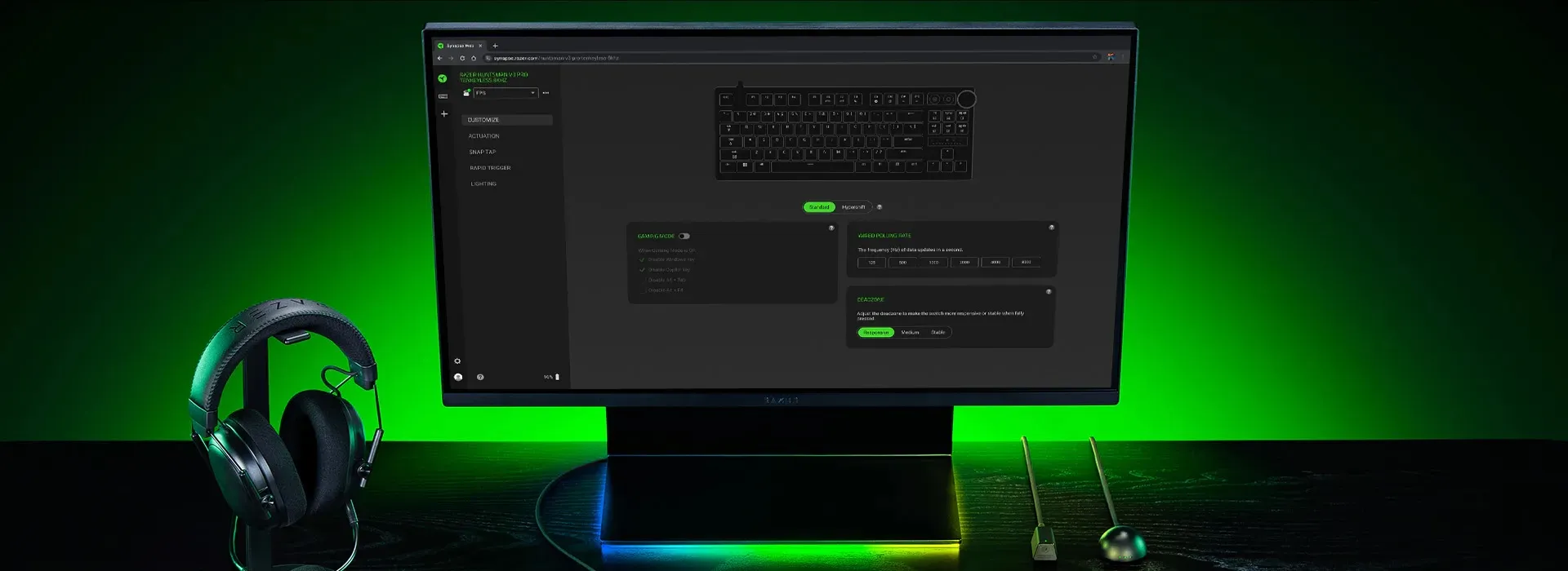 Razer Synapse Web i bruk i nettleseren