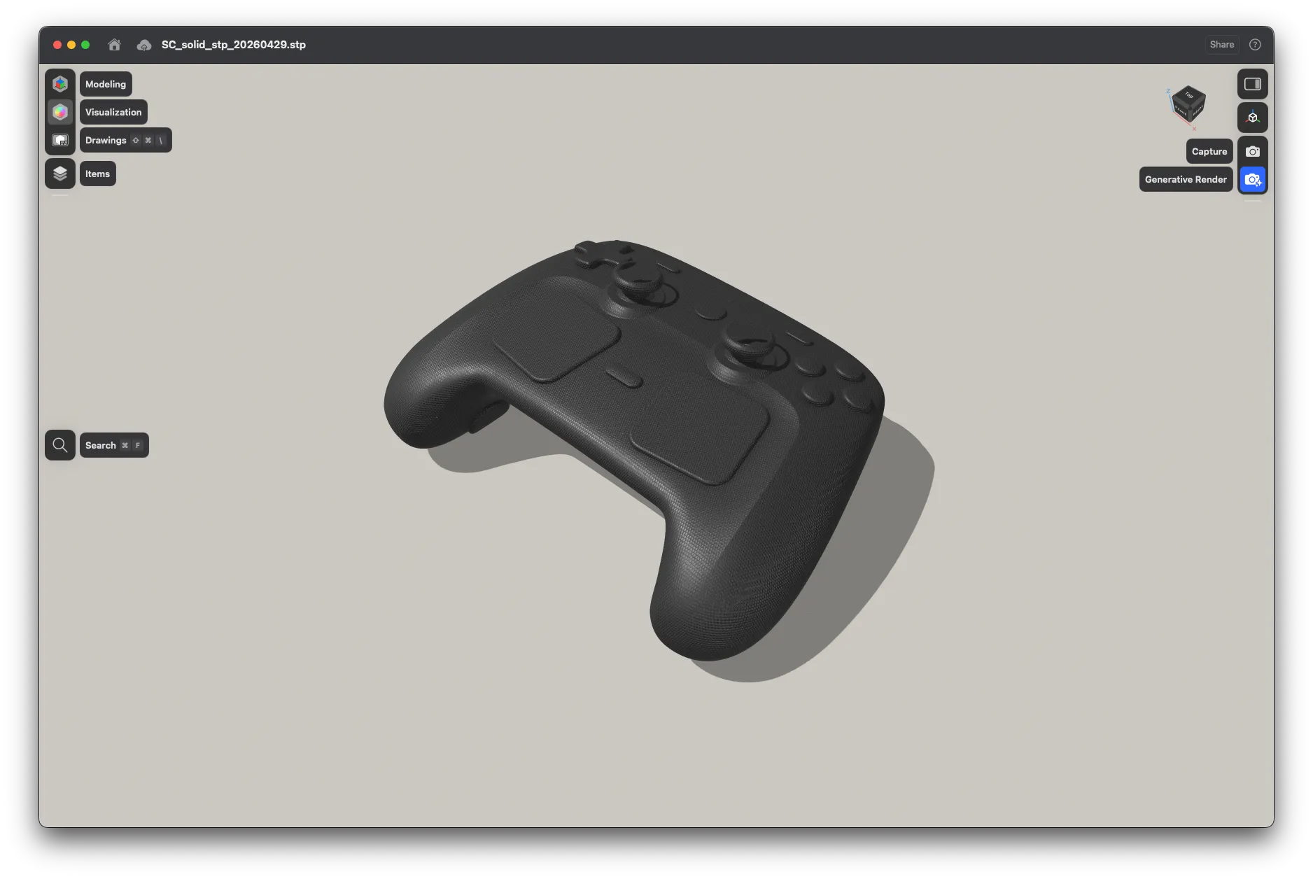 Shapr3D viser Steam Controller STL-filen åpen på maskinen min